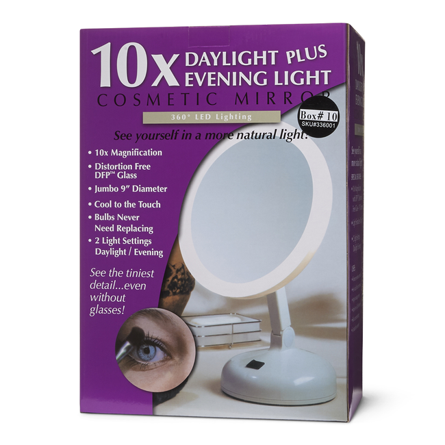 Floxite 10x Magnifying Vanity Mirror, Lighted Magnifying Makeup Mirror 10x