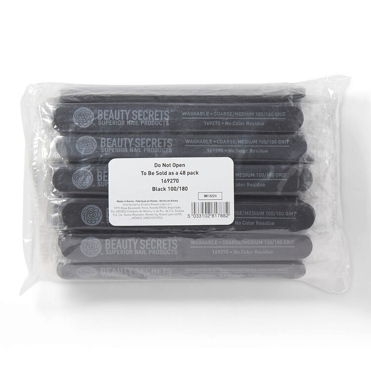Black Cushion Nail File Medium Coarse 180/100 48 Count