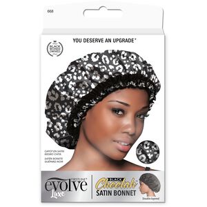 Satin Black Cheetah Bonnet