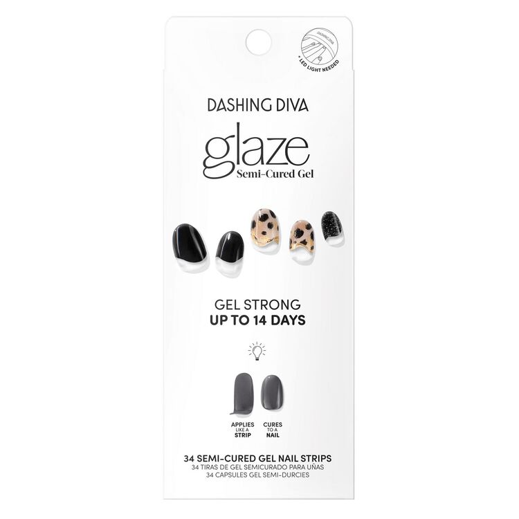 Dashing Diva Cheetah Drip Semi-Cured Art Gel Strips, Press On Nail Kits