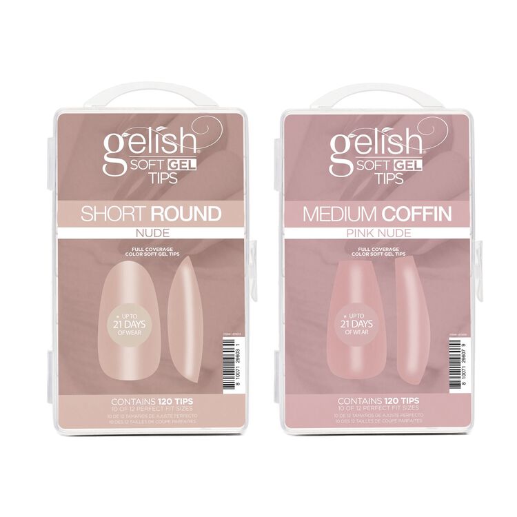 Soft Gel Tips Medium Coffin Pink Nude 120 Count