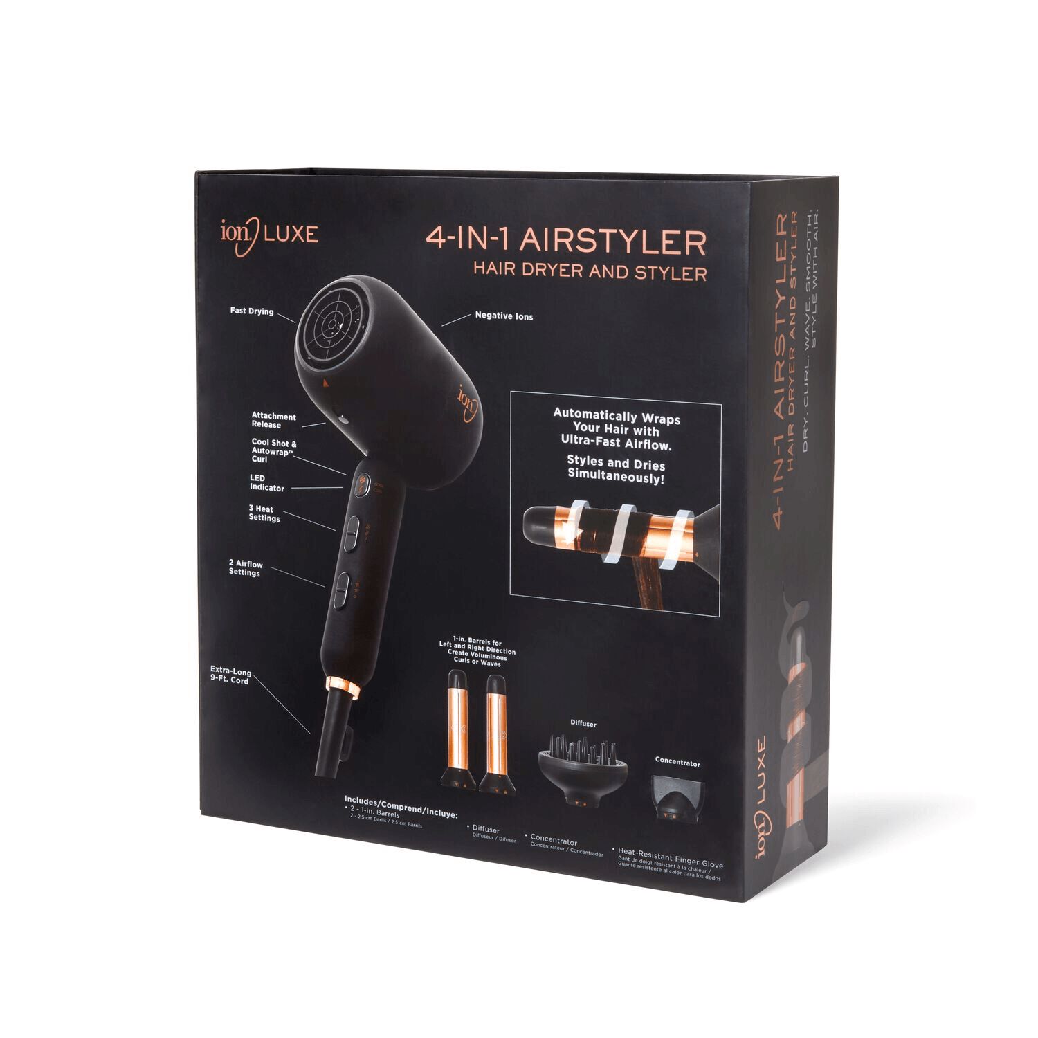 ion Luxe 4in1 Autowrap Airstyler Styling Tools Hair Dryer Sally