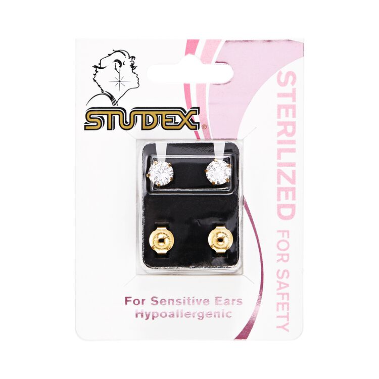 Cubic Zirconia Gold Plated Mini Piercing Earrings