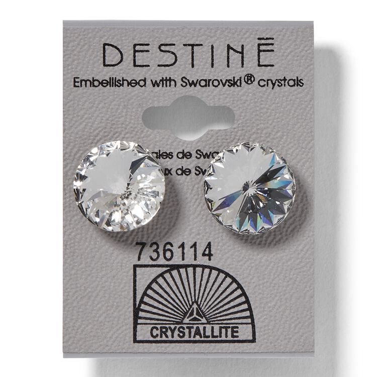Destine Clear Rivoli Earrings 14mm