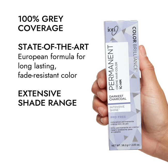 Ion 1CHM Darkest Charcoal Permanent Creme Hair Color by Color Brilliance Permanent Hair Color
