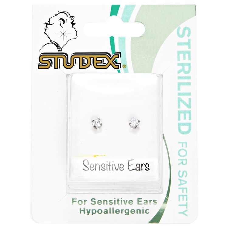 Stainless Steel Cubic Zirconia 3mm Earrings
