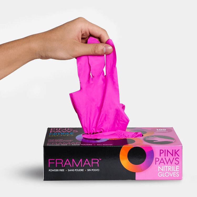 Pink Paws Nitrile Coloring Gloves Small