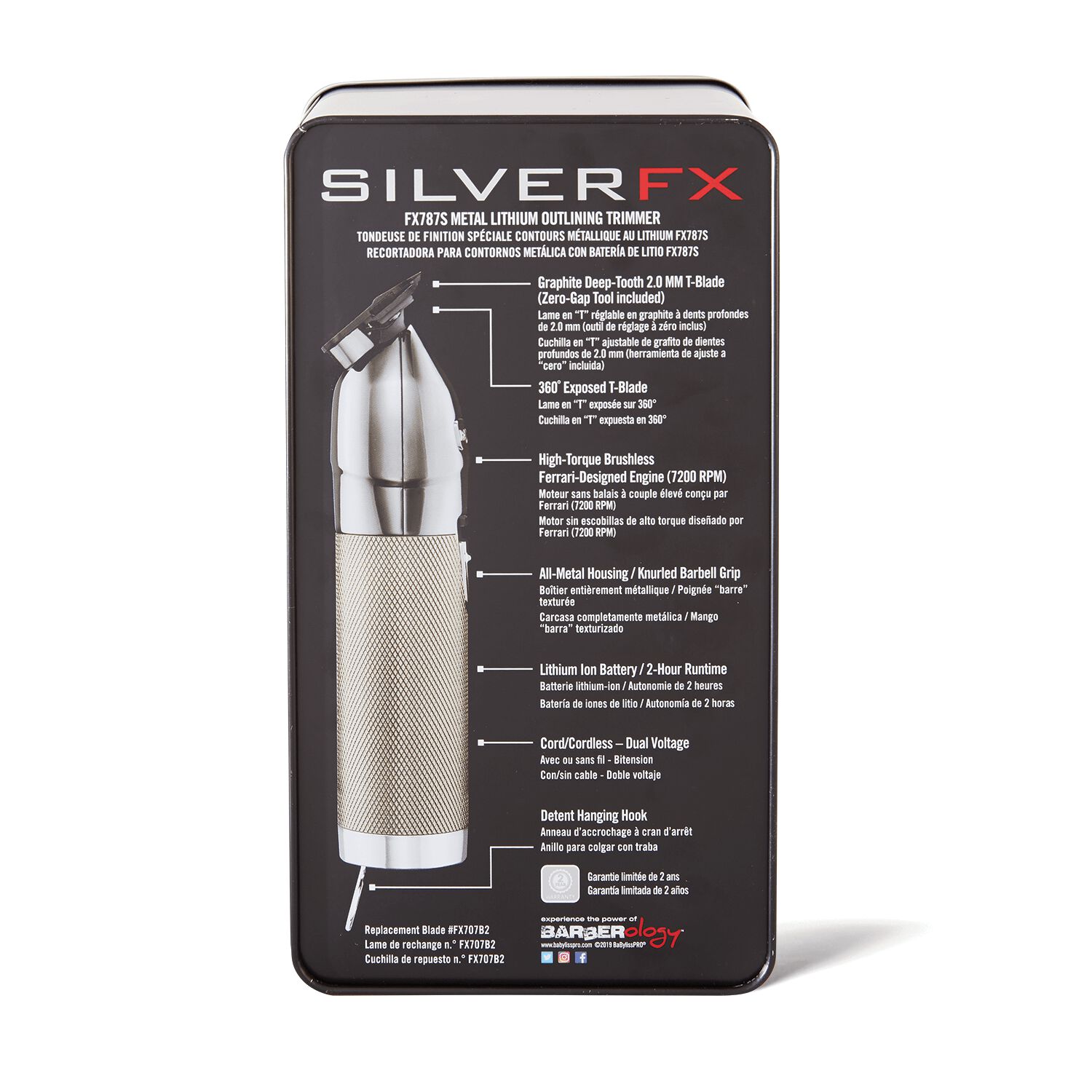 BabylissPro Silver Metal FX Trimmer Exposed TBlade Clippers & Beard