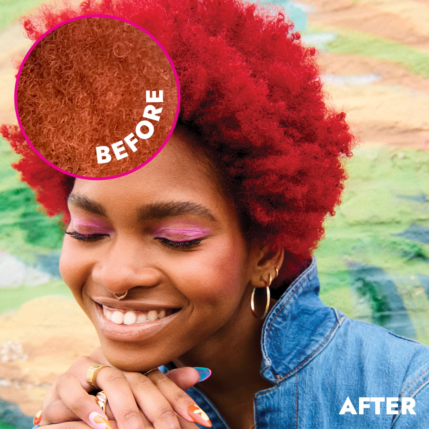 Red hair - before and after color mask