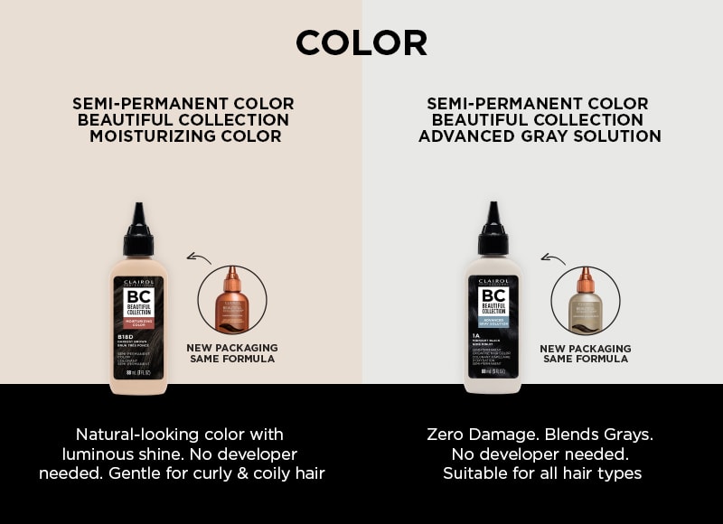 Colour - Semi-Permanent colour beautiful collection moisturizing colour and advanced gray solution. Natural-looking colour with luminous shine. No developer needed. Gentle for curly & coily hair. Zero Damage. Blends Grays. No developer needed. Suitable for all hair types.